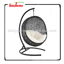 Wicker Swing Egg Chair With Cushion And Stand